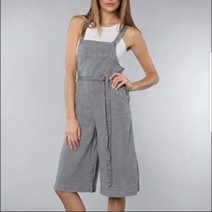Free People Linen Wide Leg Overalls